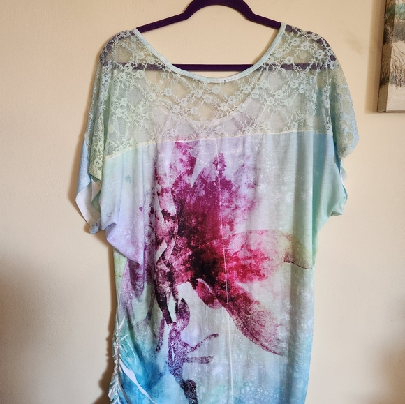 Womens Floral Lace Dolman Sleeve Top XL - Picture 6 of 6